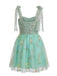Green 1960s Floral Embroidered Mesh Tutu Dress, vintage dress, retro fashion, floral print - perfect for women who love vintage and retro fashion