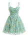 Green 1960s Floral Embroidered Mesh Tutu Dress, vintage dress, retro fashion, floral print - perfect for women who love vintage and retro fashion