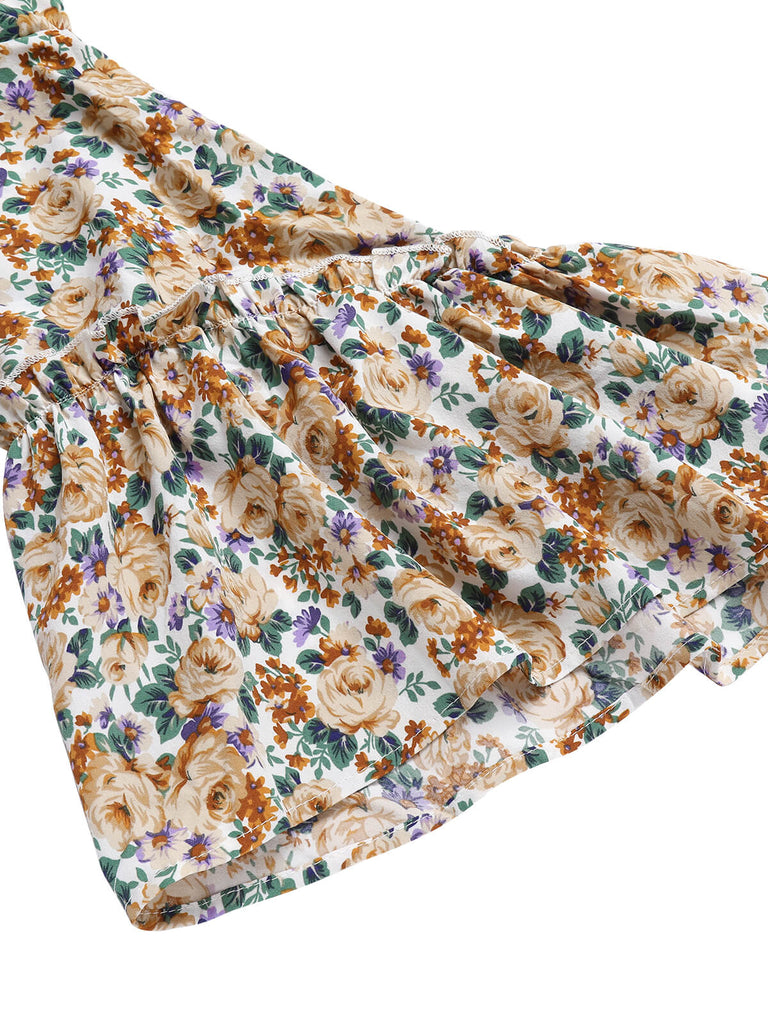1960s Floral Flared Long Sleeve Dress With Belt, vintage dress, retro fashion, floral print - perfect for women who love vintage and retro fashion