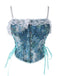 1960s Floral Lace Spaghetti Straps Corset Top - vintage fashion, retro style