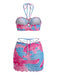 1960s Floral Print Halter Bikini Set & Bodycon Cover-Up - vintage fashion, retro style