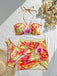 1960s Floral Print Halter Bikini Set & Bodycon Cover-Up - vintage fashion, retro style