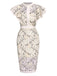 She slips into this 1960s Floral Sheer Lace Pencil Dress and suddenly it's a 1960s daydream