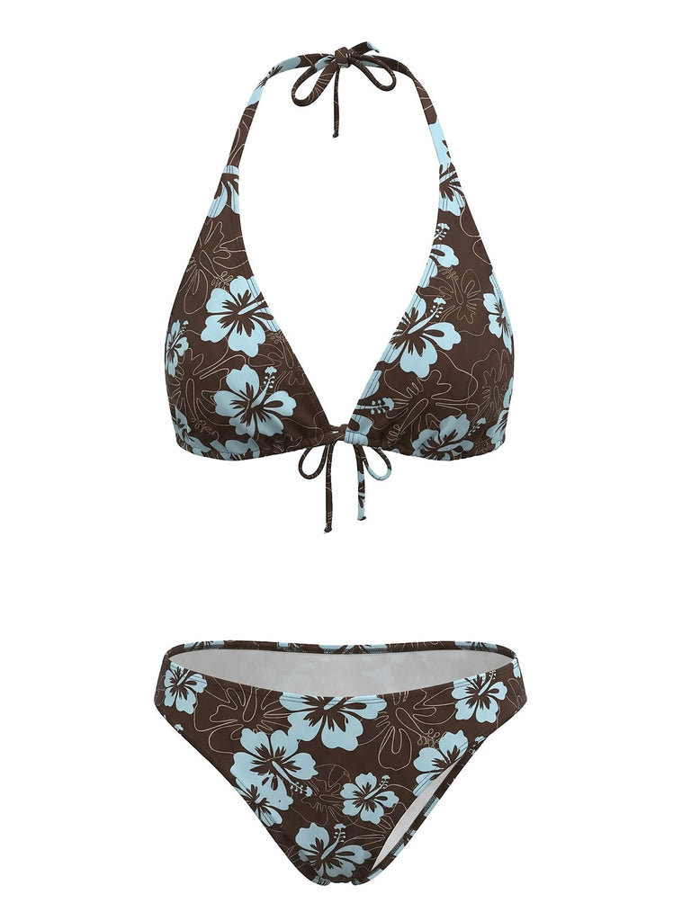1960s Floral Tropical Bikini Set: beautiful vintage swimwear, retro swimsuit, pin-up style with timeless appeal