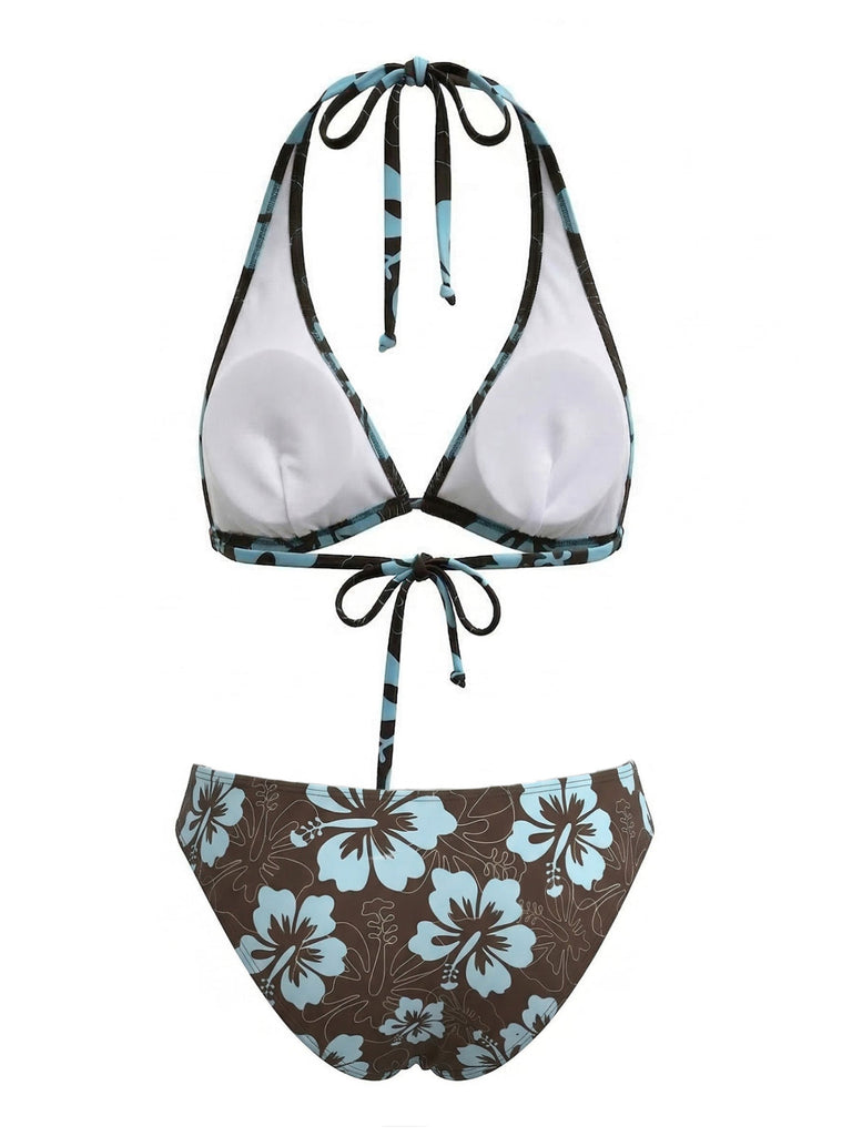 1960s Floral Tropical Bikini Set | vintage swimwear, retro swimsuit, pin-up style - perfect for retro fashion enthusiasts