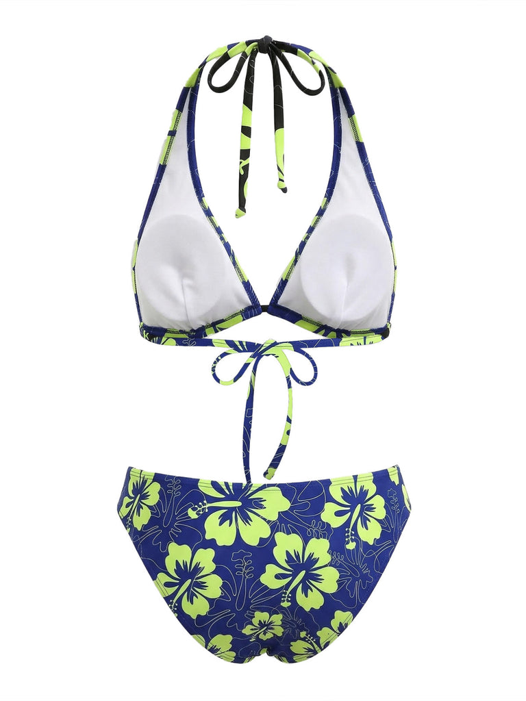 1960s Floral Tropical Bikini Set: beautiful vintage swimwear, retro swimsuit, pin-up style with timeless appeal
