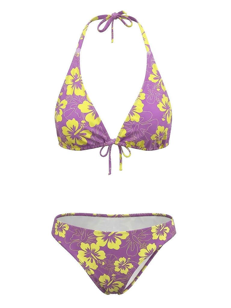 1960s Floral Tropical Bikini Set: beautiful vintage swimwear, retro swimsuit, pin-up style with timeless appeal