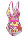This 1960s Flowers Back-Cross Strap Belt Swimsuit carries 1960s vacation dreams in every stitch