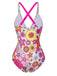 1960s Flowers Back-Cross Strap Belt Swimsuit — because 1960s glamour never goes out of style