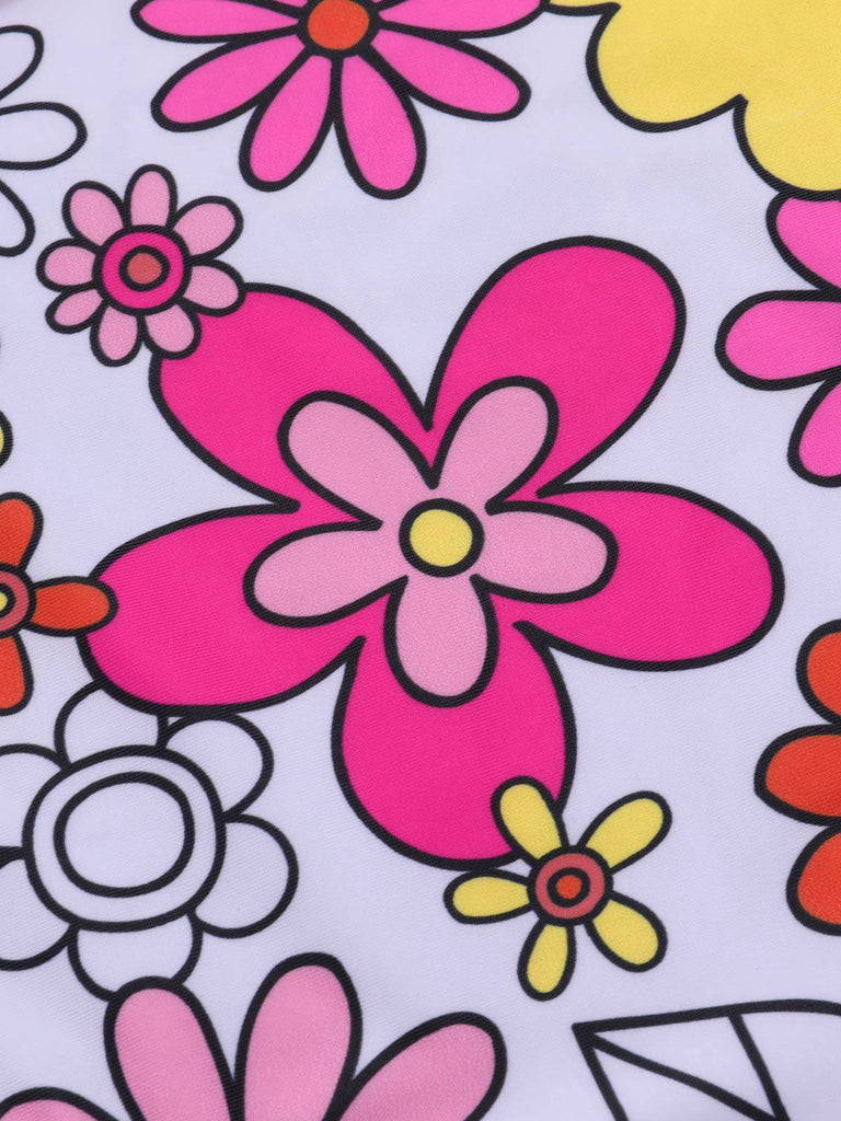 1960s Flowers Back-Cross Strap Belt Swimsuit: 1960s Riviera elegance, reimagined for her