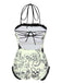 This 1960s Halter Printed Ruffles One-Piece Swimsuit carries 1960s vacation dreams in every stitch