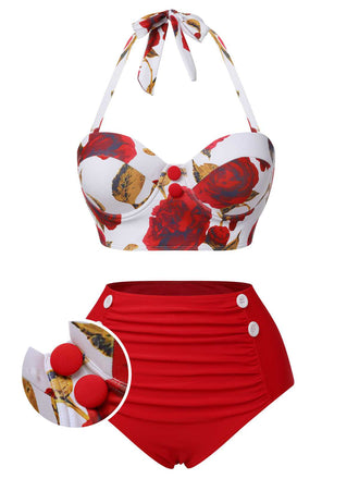 She's wearing 1960s Halter Roses Swimsuit and the whole beach remembers the 1960s