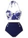 This 1960s Halter Roses Swimsuit carries 1960s vacation dreams in every stitch