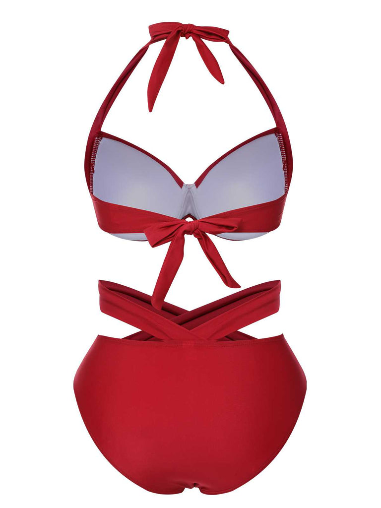 1960s Halter Solid Swimsuit: 1960s Riviera elegance, reimagined for her