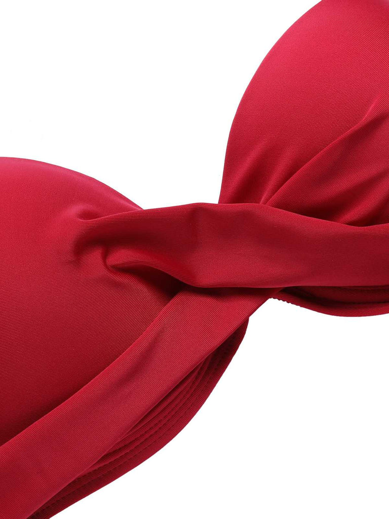 This 1960s Halter Solid Swimsuit carries 1960s vacation dreams in every stitch
