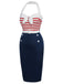 This 1960s Halter Stripes Bow Belted Dress wraps her in 1960s elegance, one twirl at a time