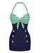 1960s Halter Strips Buttoned One-Piece Swimsuit: 1960s Riviera elegance, reimagined for her