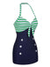 This 1960s Halter Strips Buttoned One-Piece Swimsuit carries 1960s vacation dreams in every stitch