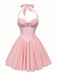 1960s Halter Tie Neck Solid Fishbone Tutu Dress: beautiful vintage dress, retro fashion, elegant style with timeless appeal