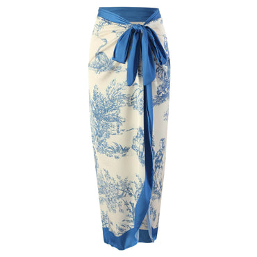 This 1960s Ink Floral Patchwork Tie-Up Cover-Up whispers 1960s secrets to those who notice