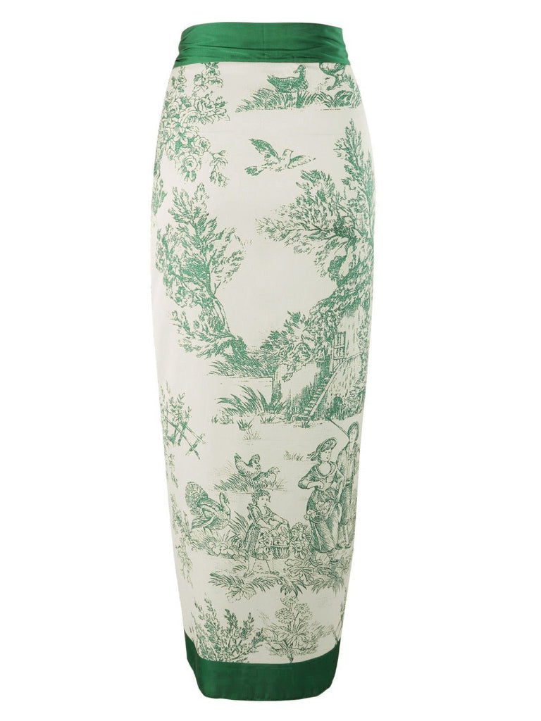 She finds her 1960s story in this 1960s Ink Floral Patchwork Tie-Up Cover-Up