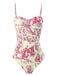 1950s Ink Floral Spaghetti Strap One-Piece Swimsuit - vintage swimsuit, pin-up swimwear for vintage lovers