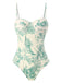 1950s Ink Floral Spaghetti Strap One-Piece Swimsuit - vintage swimsuit, pin-up swimwear for vintage lovers