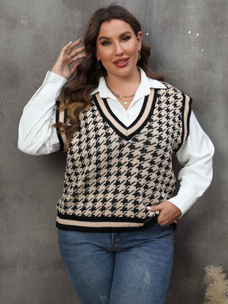1960s Jacquard Contrasting Houndstooth Wool Vest - vintage fashion, retro style