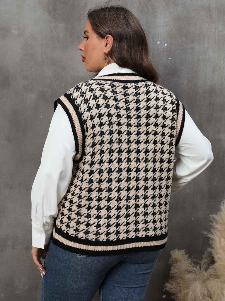 1960s Jacquard Contrasting Houndstooth Wool Vest - vintage fashion, retro style