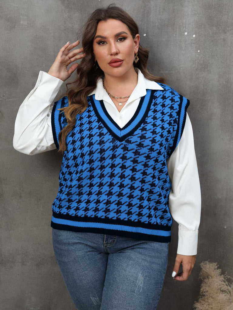 1960s Jacquard Contrasting Houndstooth Wool Vest - vintage fashion, retro style