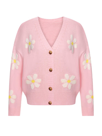 She finds her 1960s story in this 1960s Jacquard Floral Knitted Cardigan