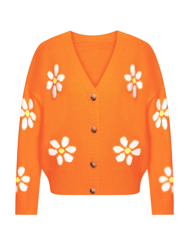 1960s Jacquard Floral Knitted Cardigan — 1960s vintage charm for her modern wardrobe