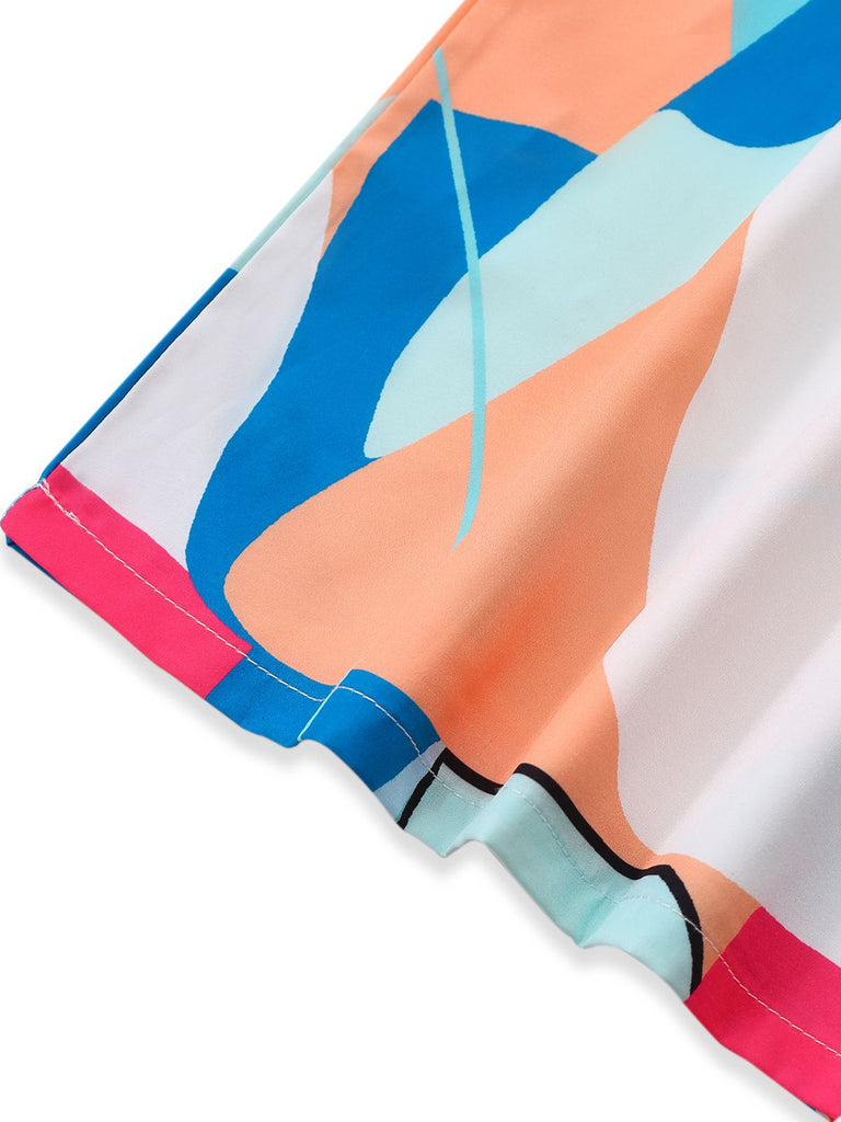 Multicolor 1960s Geometric Abstract Print Halter Jumpsuit - vintage jumpsuit, retro fashion