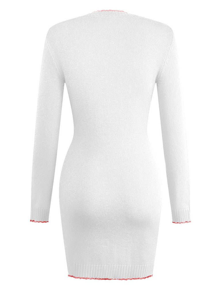1960s Knit Heart Pattern Long Sleeve Dress, vintage dress, retro fashion - perfect for women who love vintage and retro fashion