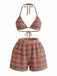 1960s Knitted Striped Halter Triangle Bikini Set - vintage fashion, retro style