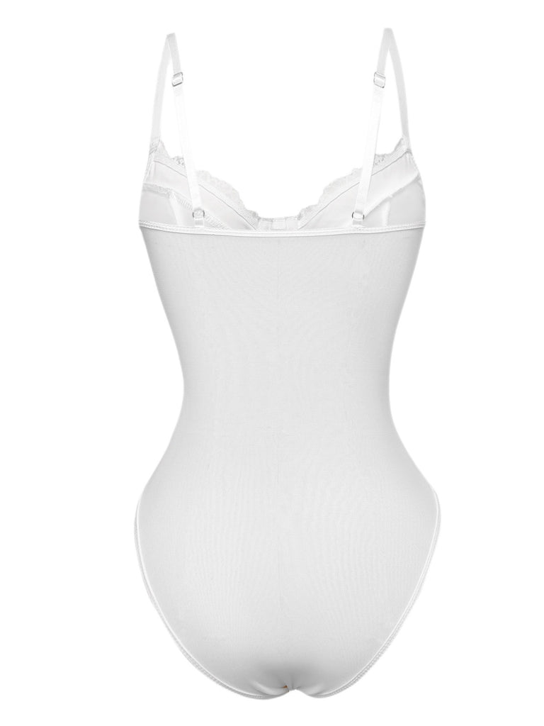 1960s Lace Spaghetti Straps Corset Bodysuit - vintage fashion, retro style