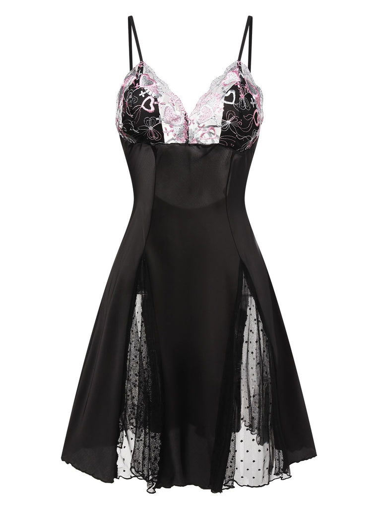 1960s Lace Spaghetti Straps Satin Nightgown, vintage fashion, retro style - perfect for women who love vintage and retro fashion