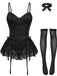 1960s Lace Trimmed Corset Bodysuit Set - vintage fashion, retro style