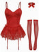 1960s Lace Trimmed Corset Bodysuit Set - vintage fashion, retro style