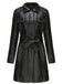 1960s Lapel Belted Long Leather Jacket - vintage fashion, retro style