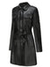 1960s Lapel Belted Long Leather Jacket - vintage fashion, retro style