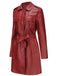 1960s Lapel Belted Long Leather Jacket - vintage fashion, retro style