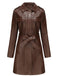1960s Lapel Belted Long Leather Jacket - vintage fashion, retro style