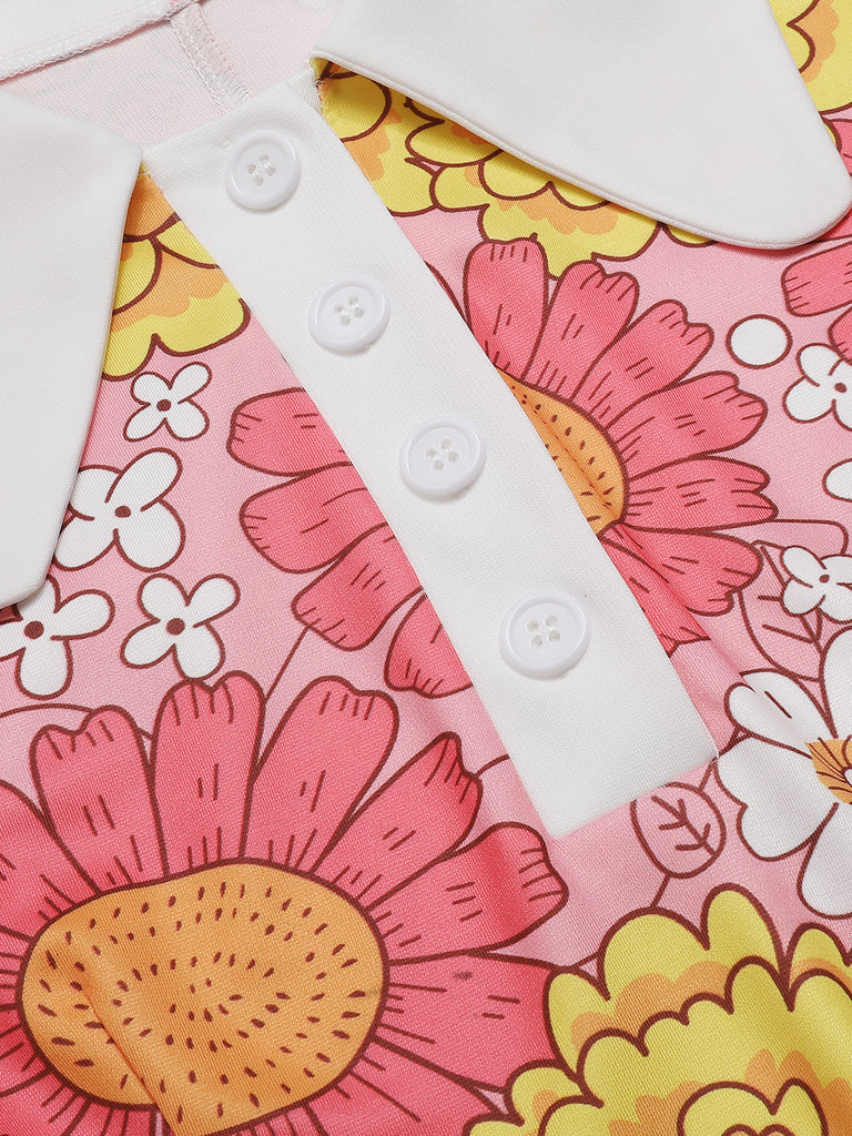 1960s Lapel Flowers Patchwork Dress: timeless style reimagined