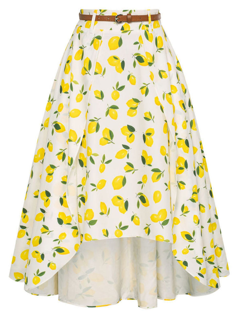 She sways in this 1960s Lemon Umbrella Belt Skirt and it's pure 1960s magic