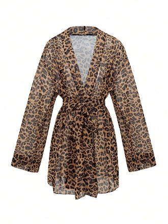 1960s Leopard Beach Lace-Up Cover-Up - vintage fashion, retro style