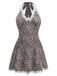 1960s Leopard Print Lace Trim Halter Nightgown - vintage nightgown, retro sleepwear