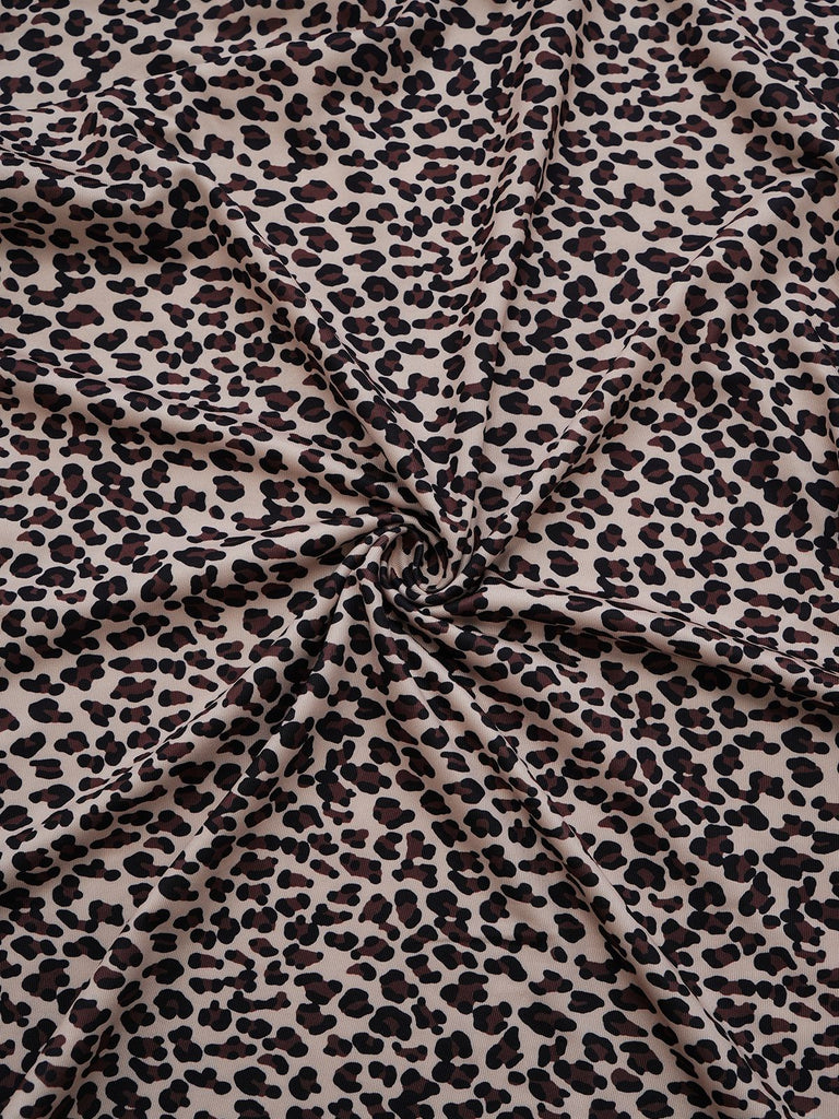 1960s Leopard Print Lace Trim Halter Nightgown - vintage nightgown, retro sleepwear