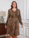 1960s Leopard V-Neck Long Sleeve Dress - vintage dress, retro fashion