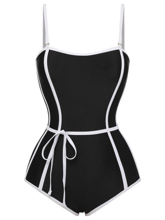 Black 1960s Lined Sling One-Piece Swimsuit, vintage swimsuit, pin-up swimwear - perfect for women who love vintage and retro fashion